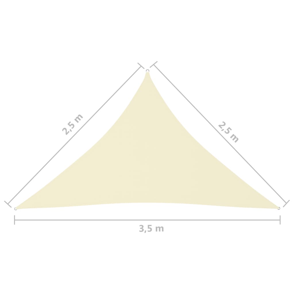 vidaXL krémszínű háromszögű oxford-szövet napvitorla 2,5 x 2,5 x 3,5 m