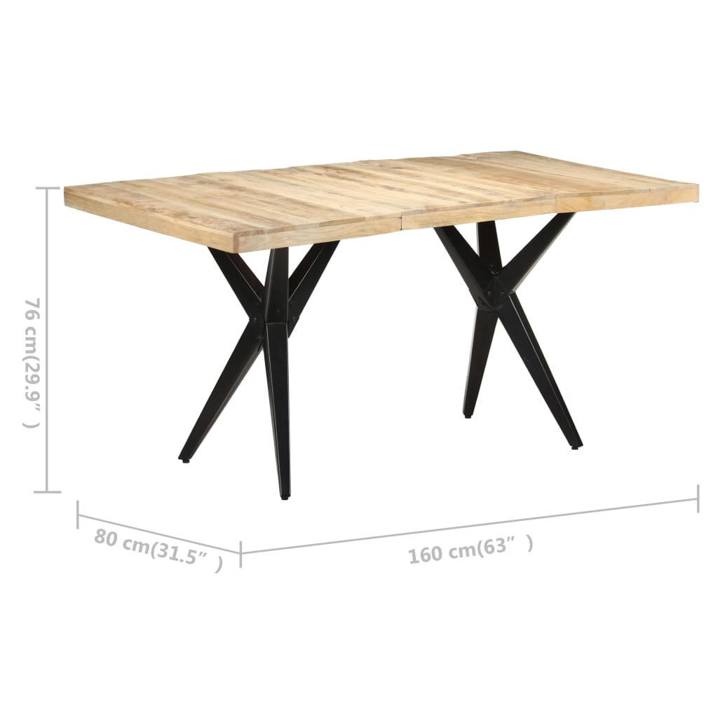 vidaXL nyers mangófa étkezőasztal 160 x 80 x 76 cm
