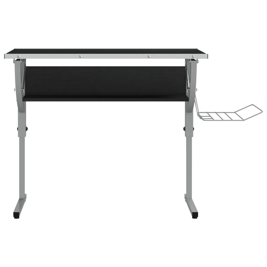vidaXL fekete-szürke szerelt fa és acél íróasztal 110x53x(58-87) cm