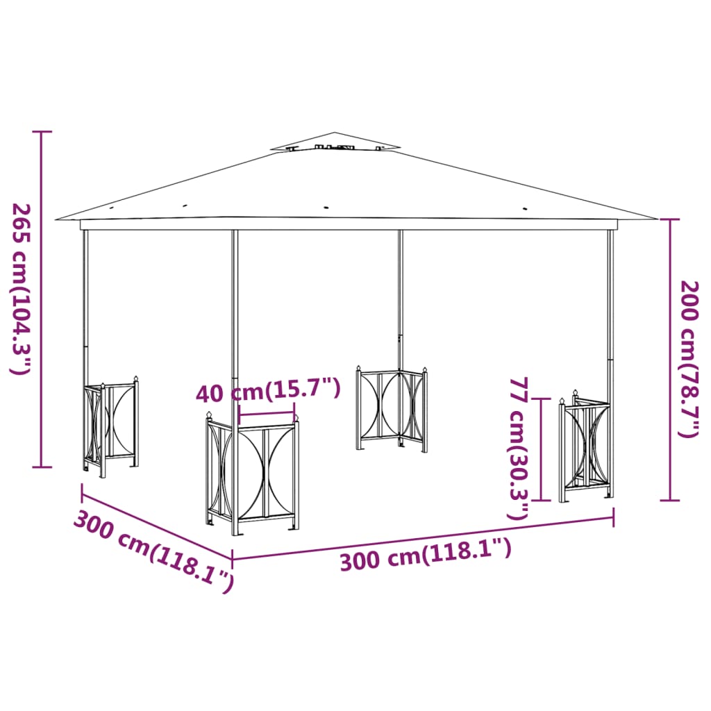 vidaXL krémszínű pavilon oldalfalakkal és dupla tetővel 3 x 3 m