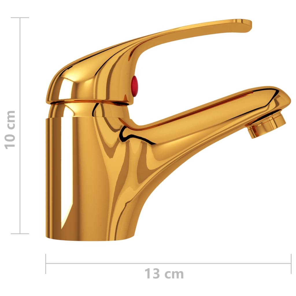 vidaXL aranyszínű mosdó csaptelep 13 x 10 cm
