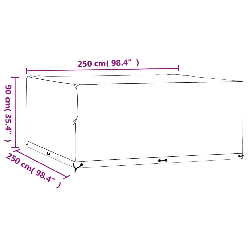 vidaXL 2 db négyzet alakú kerti bútorhuzat 16 fűzőlyukkal 250x250x90cm