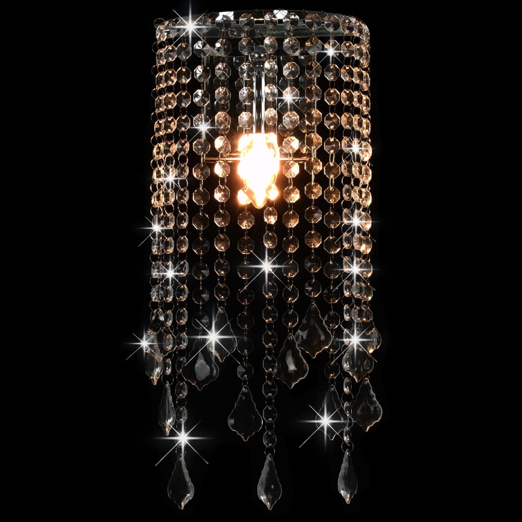 vidaXL ezüstszínű négyszögletes fali lámpa kristálygyöngyökkel E14