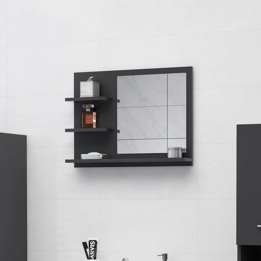 vidaXL szürke forgácslap fürdőszobai tükör 60 x 10,5 x 45 cm