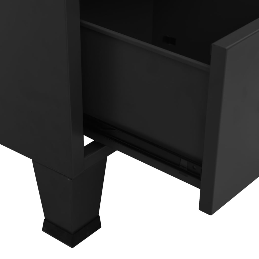 vidaXL fekete fém ipari ruhásszekrény 90 x 50 x 180 cm