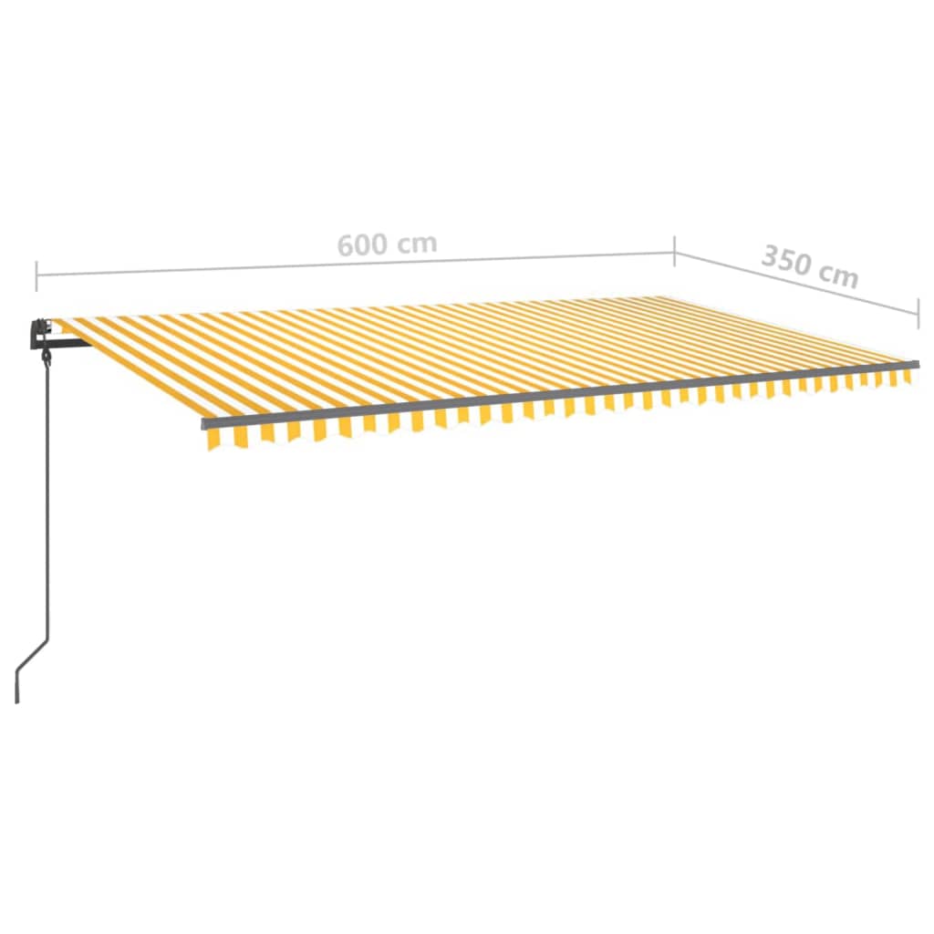 vidaXL sárga és fehér kézzel kihúzható LED-es napellenző 6 x 3,5 m