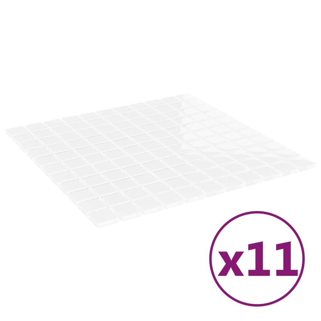 vidaXL 11 db fehér üveg mozaikcsempe 30 x 30 cm