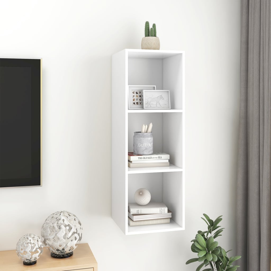 vidaXL fehér falra szerelhető forgácslap TV-szekrény 37 x 37 x 107 cm
