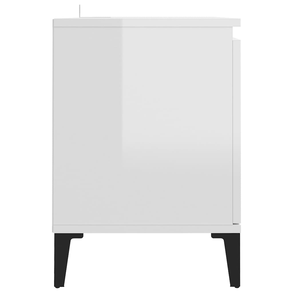 vidaXL magasfényű fehér TV-szekrény fémlábakkal 103,5 x 35 x 50 cm