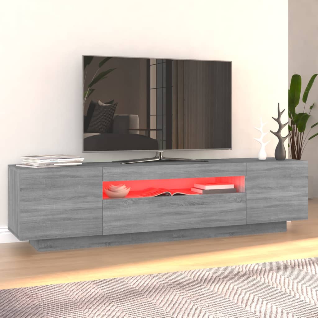 vidaXL szürke sonoma színű TV-szekrény LED-lámpákkal 160x35x40 cm