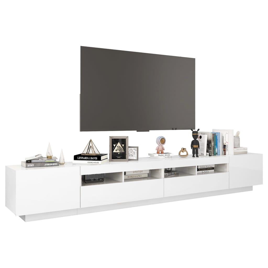 vidaXL magasfényű fehér TV-szekrény LED-lámpákkal 260 x 35 x 40 cm