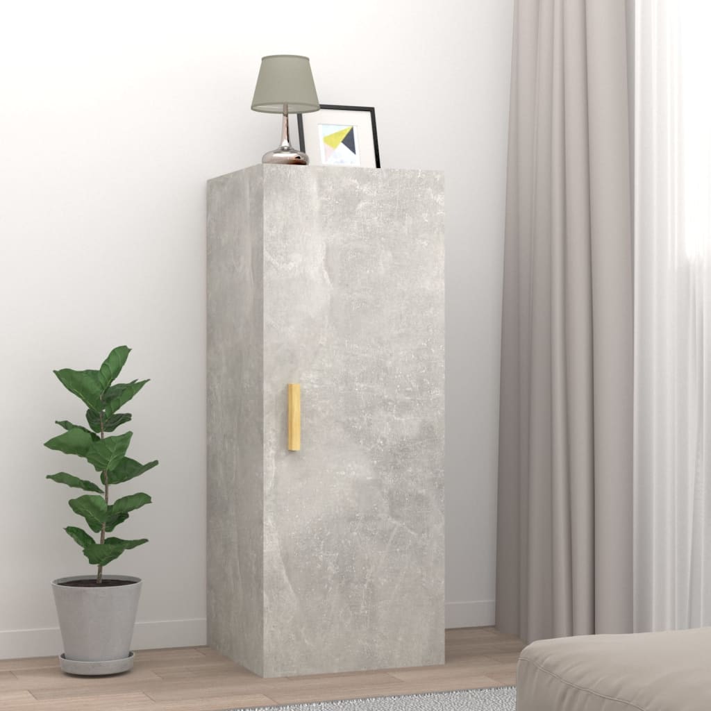 vidaXL betonszürke szerelt fa faliszekrény 34,5 x 34 x 90 cm