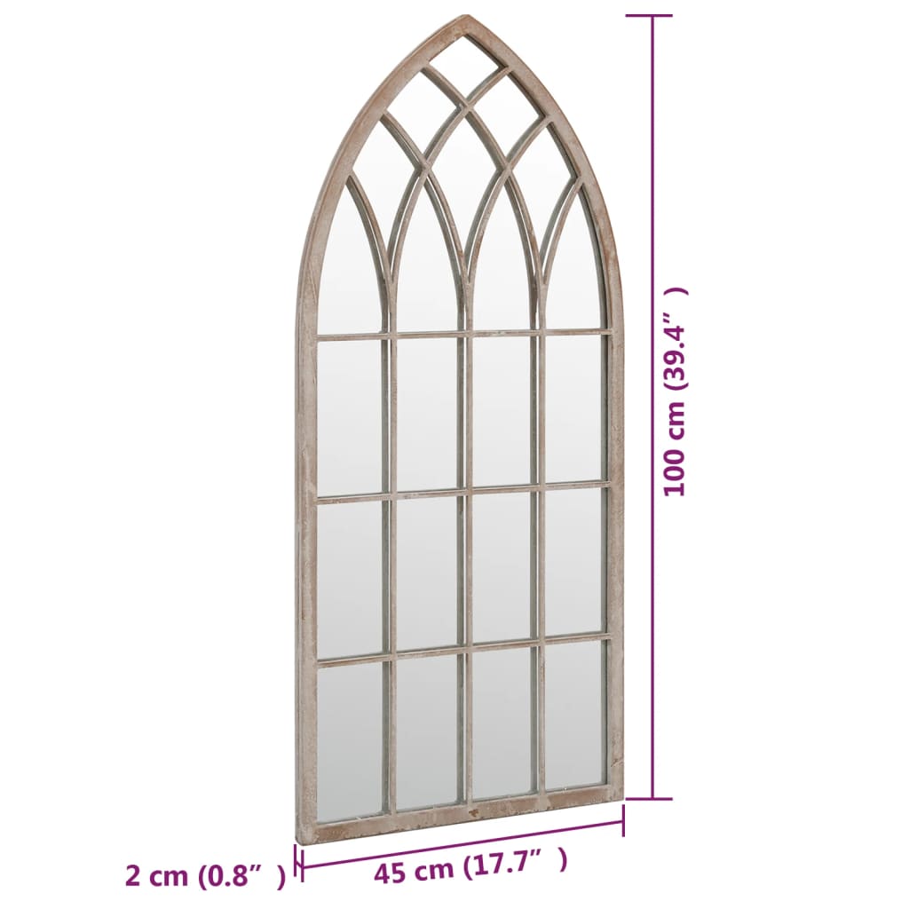vidaXL homokszínű vas kerti tükör kültéri használatra 100 x 45 cm