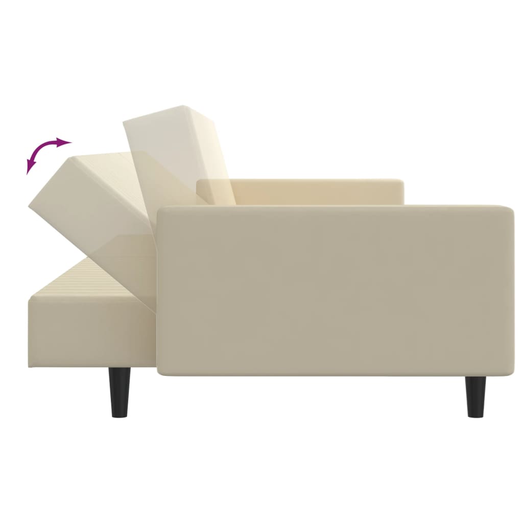 vidaXL kétszemélyes krémszínű bársony kanapéágy