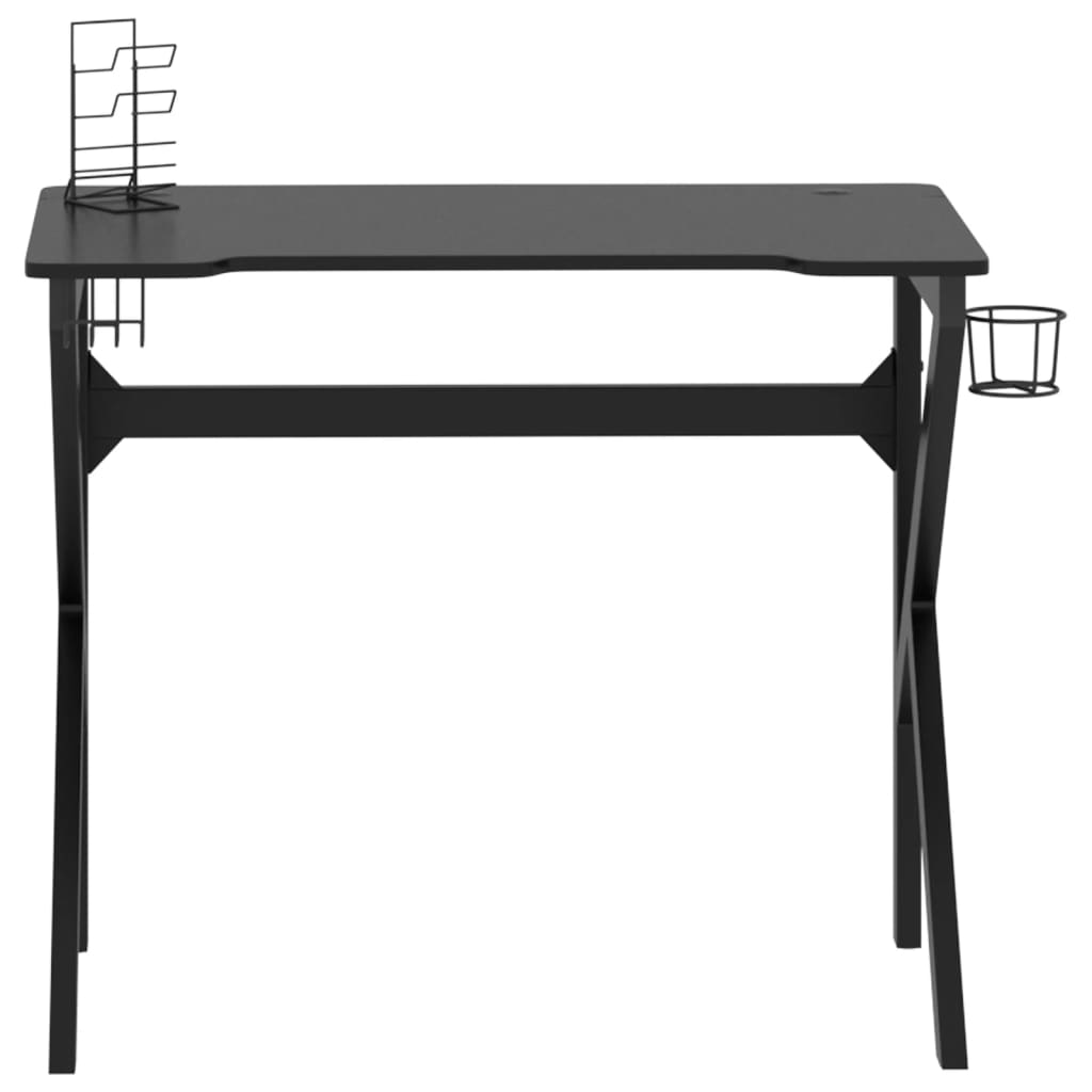 vidaXL fekete K-lábú gamer asztal 90 x 60 x 75 cm