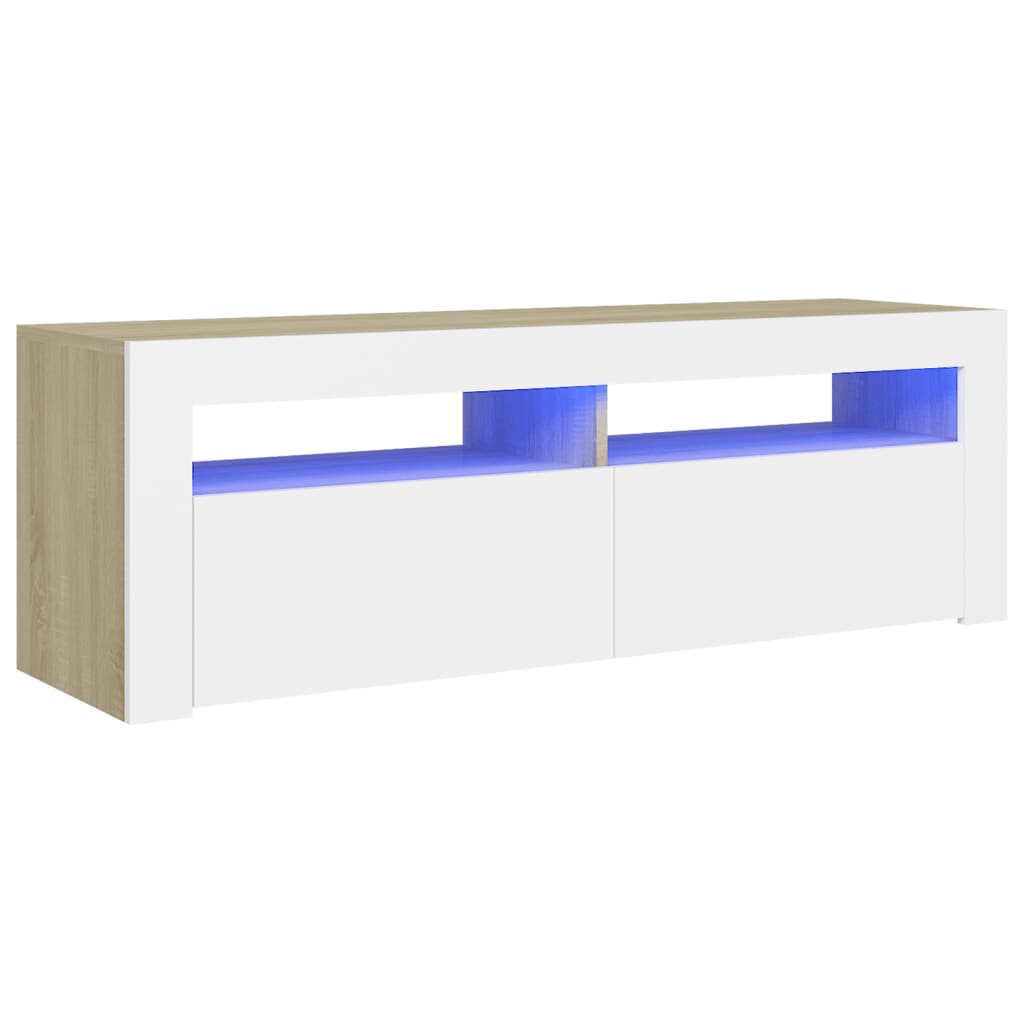 vidaXL fehér és sonoma színű TV-szekrény LED-del 120 x 30 x 40 cm