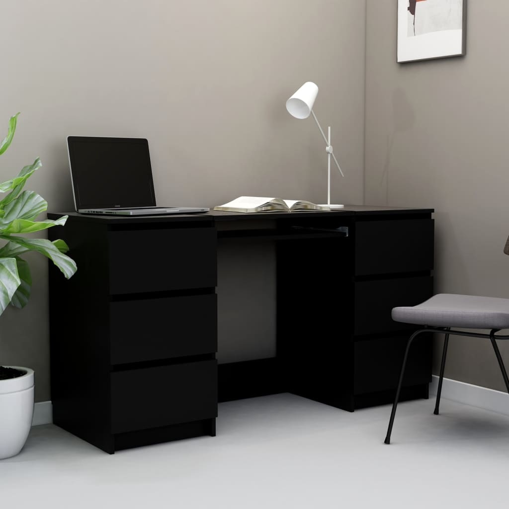 vidaXL fekete forgácslap íróasztal 140 x 50 x 77 cm