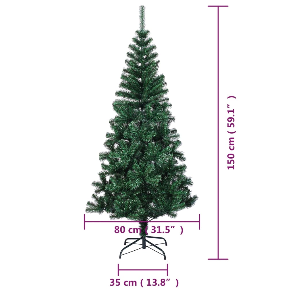vidaXL zöld PVC műkarácsonyfa irizáló csúcsokkal 150 cm