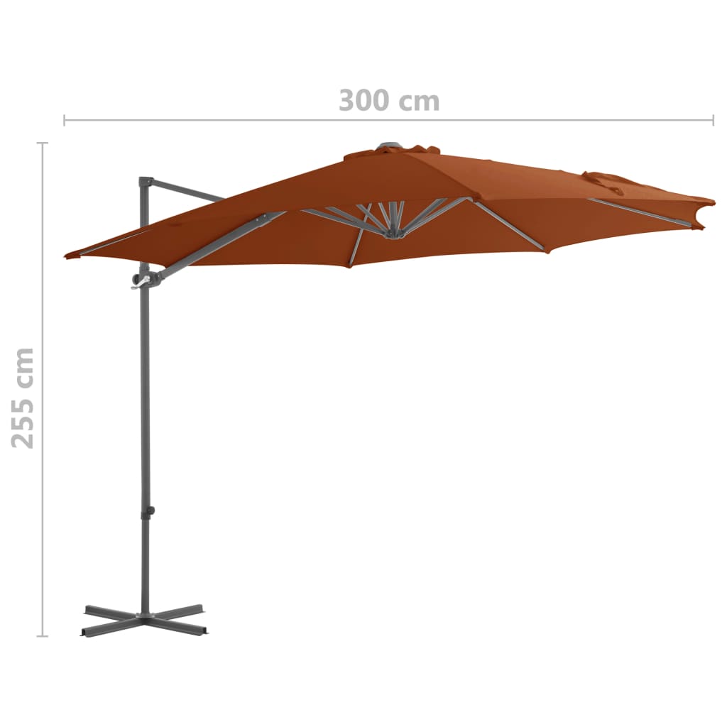 vidaXL terrakotta konzolos napernyő acélrúddal 300 cm