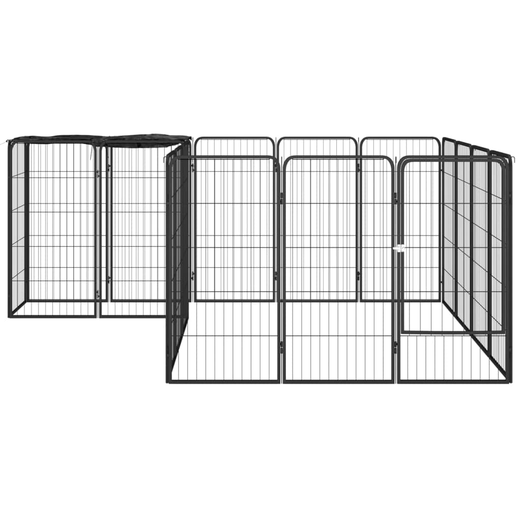 vidaXL 18-paneles fekete porszórt acél kutyakennel 50 x 100 cm