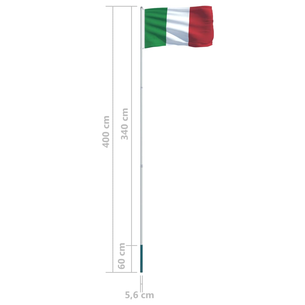 vidaXL olasz zászló alumíniumrúddal 4 m