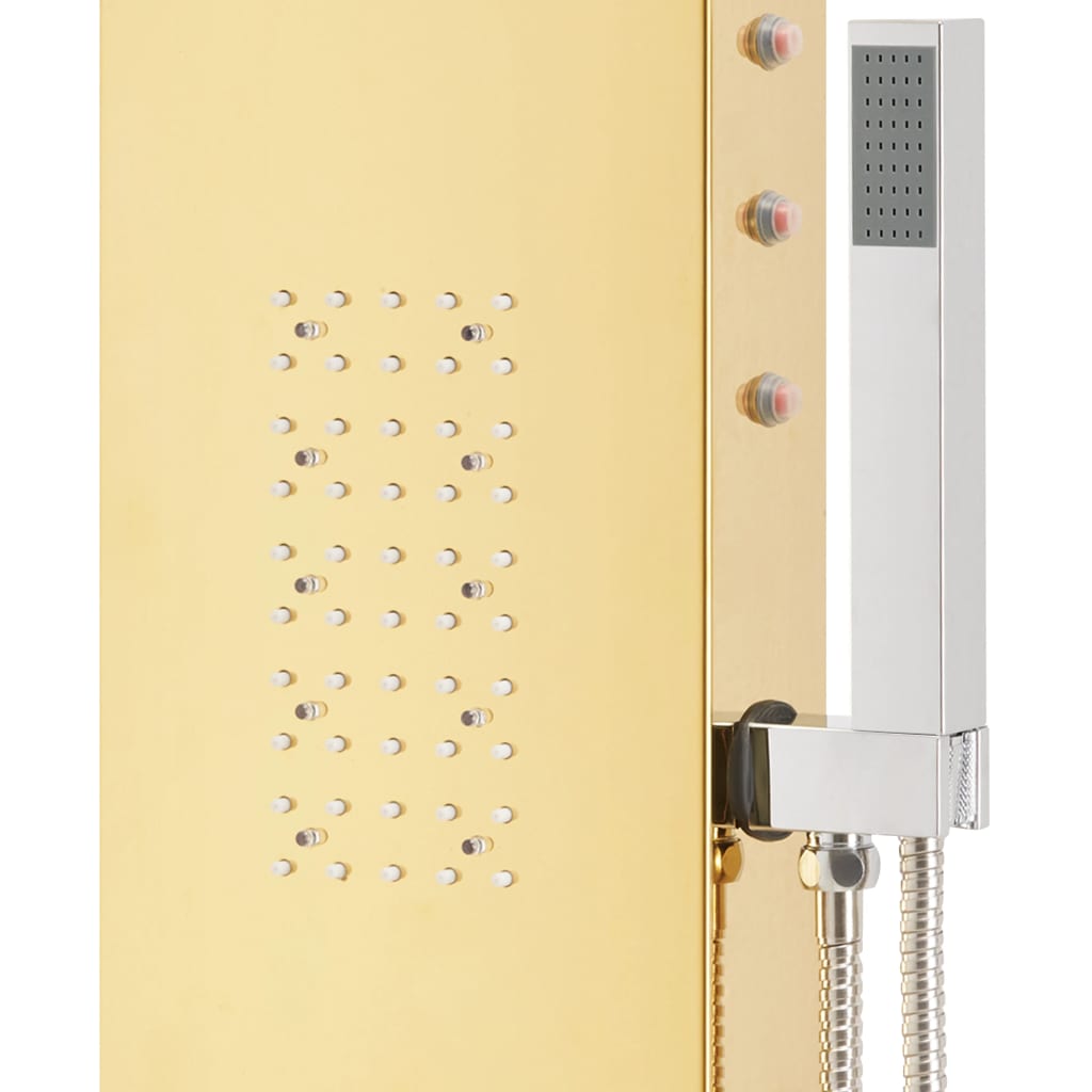 vidaXL aranyszínű 201-es rozsdamentes acél ívelt zuhanypanel rendszer