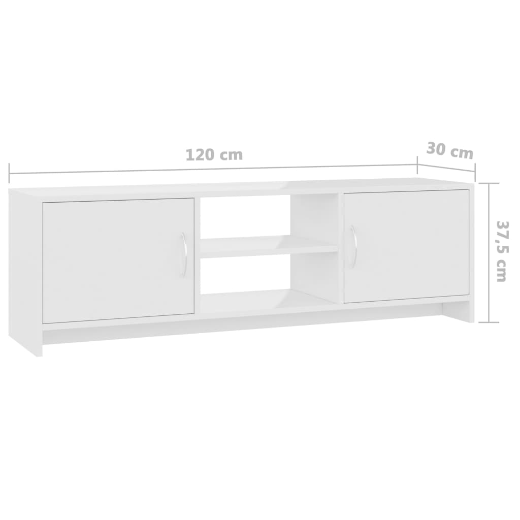 vidaXL magasfényű fehér forgácslap TV-szekrény 120 x 30 x 37,5 cm