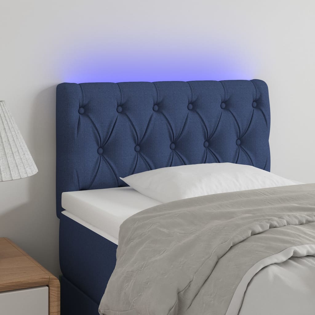 vidaXL kék szövet LED-es fejtámla 80 x 7 x 78/88 cm