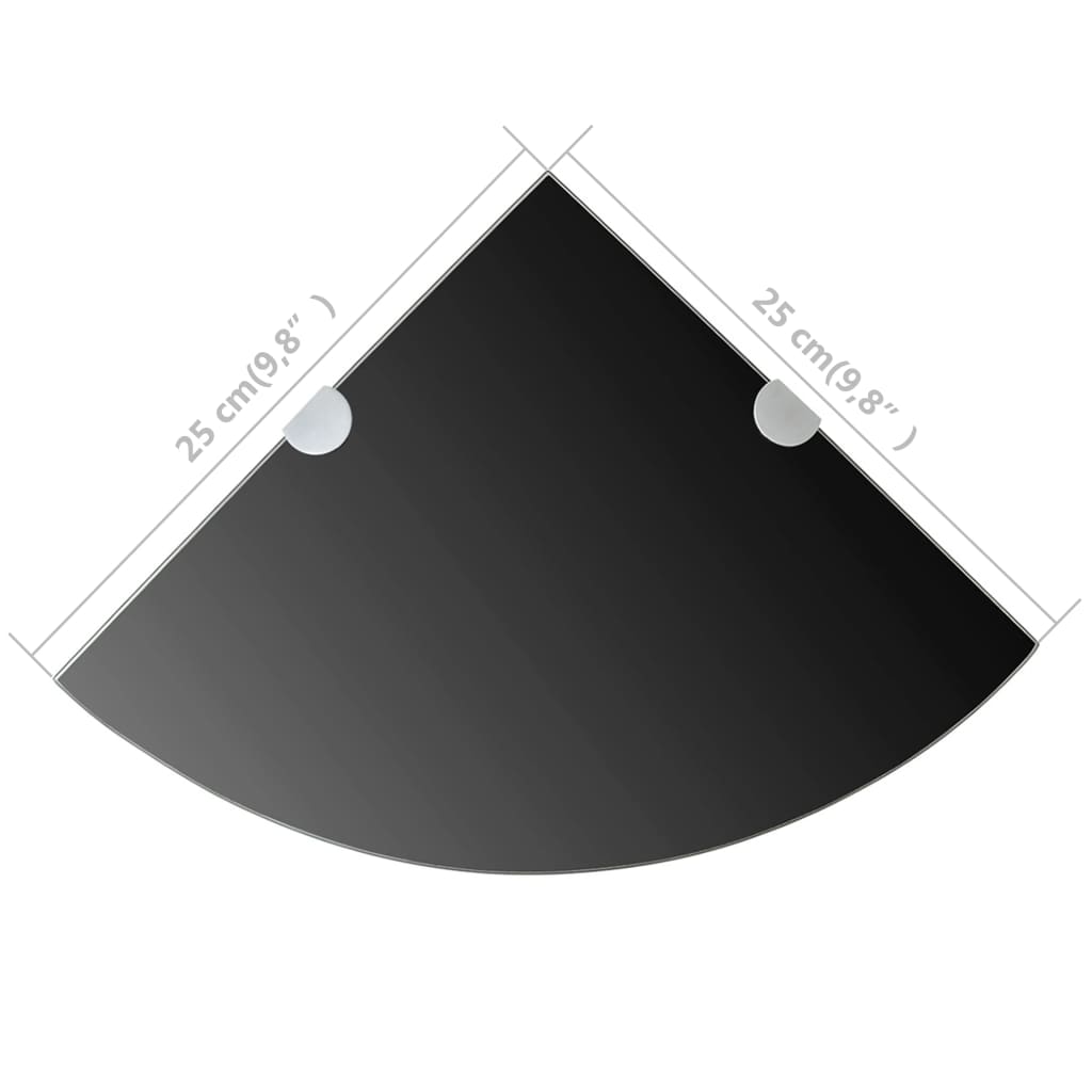 vidaXL Fekete üveg sarokpolc króm tartóval 25x25 cm
