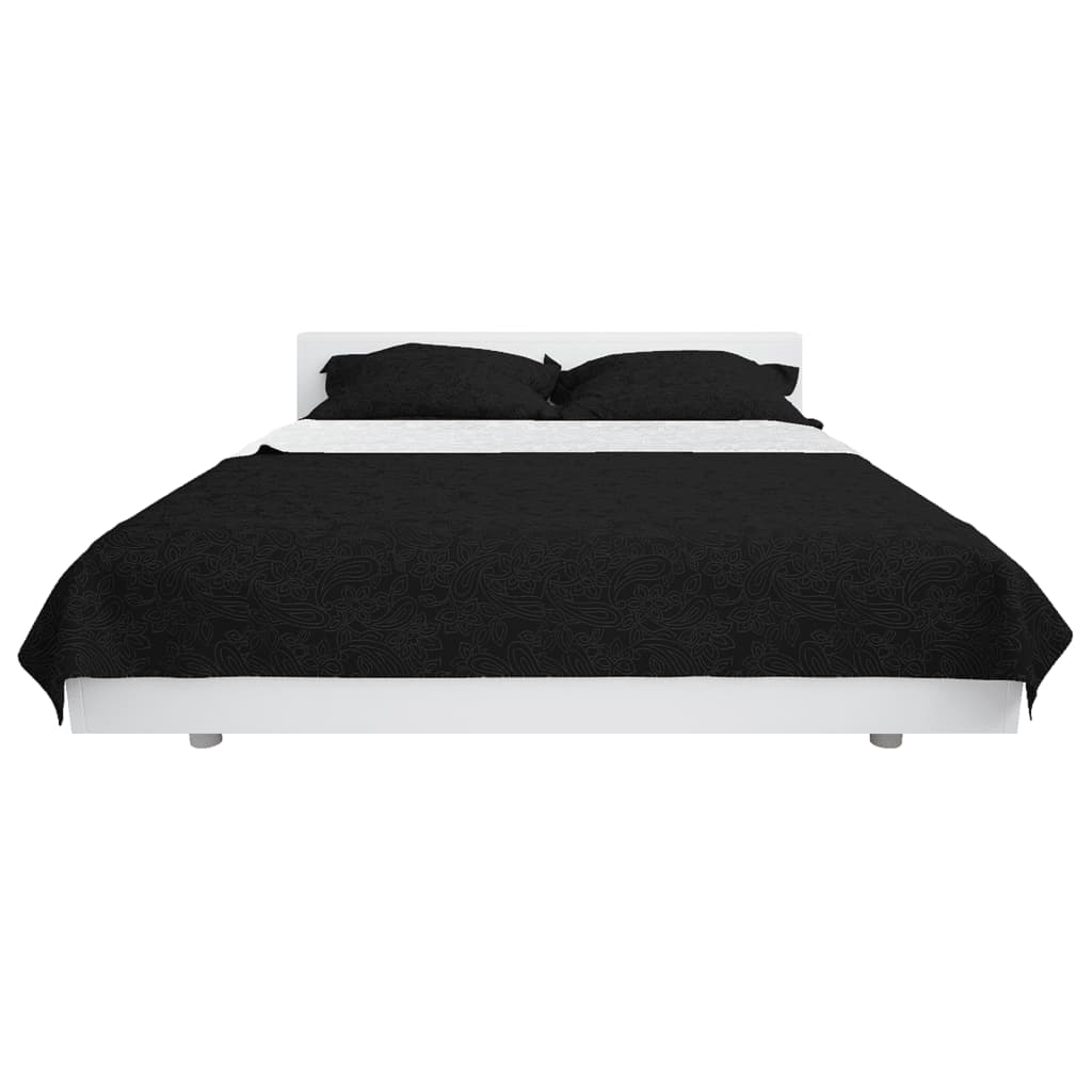 vidaXL fekete/fehér kétoldalas steppelt ágytakaró 230 x 260 cm