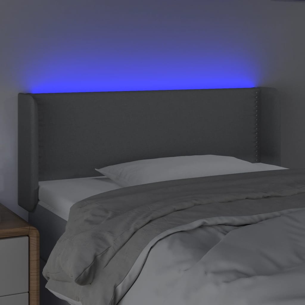 vidaXL világosszürke szövet LED-es fejtámla 83 x 16 x 78/88 cm