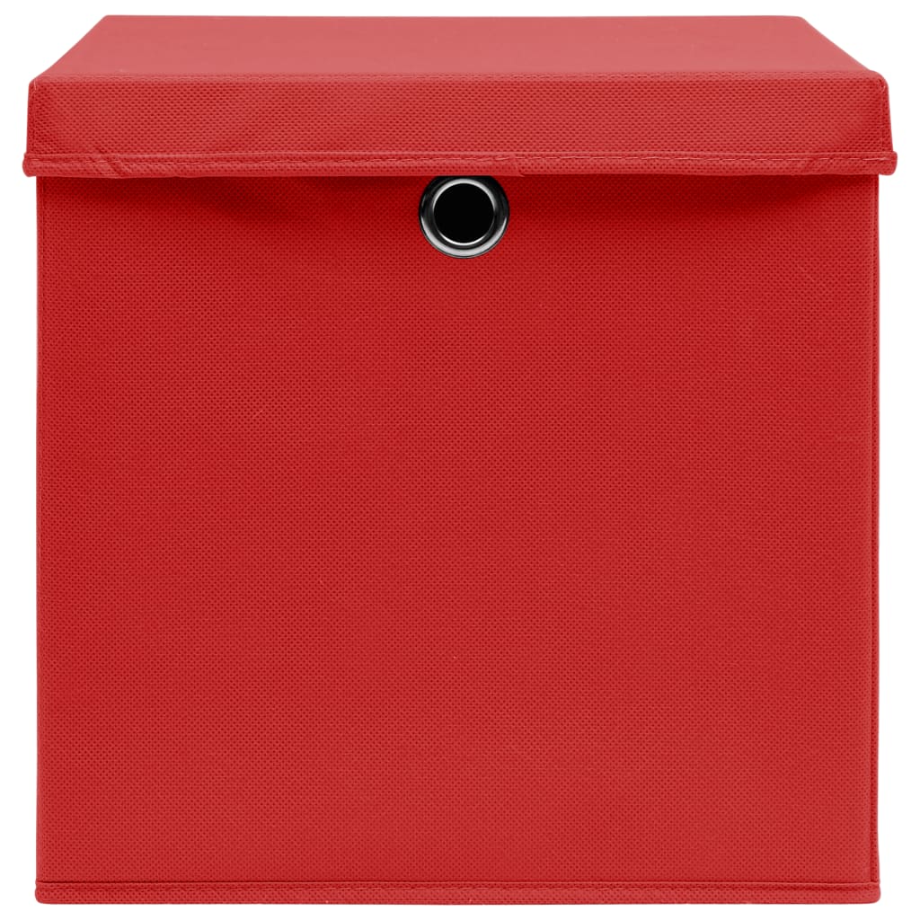 vidaXL 4 db piros fedeles tárolódoboz 28 x 28 x 28 cm