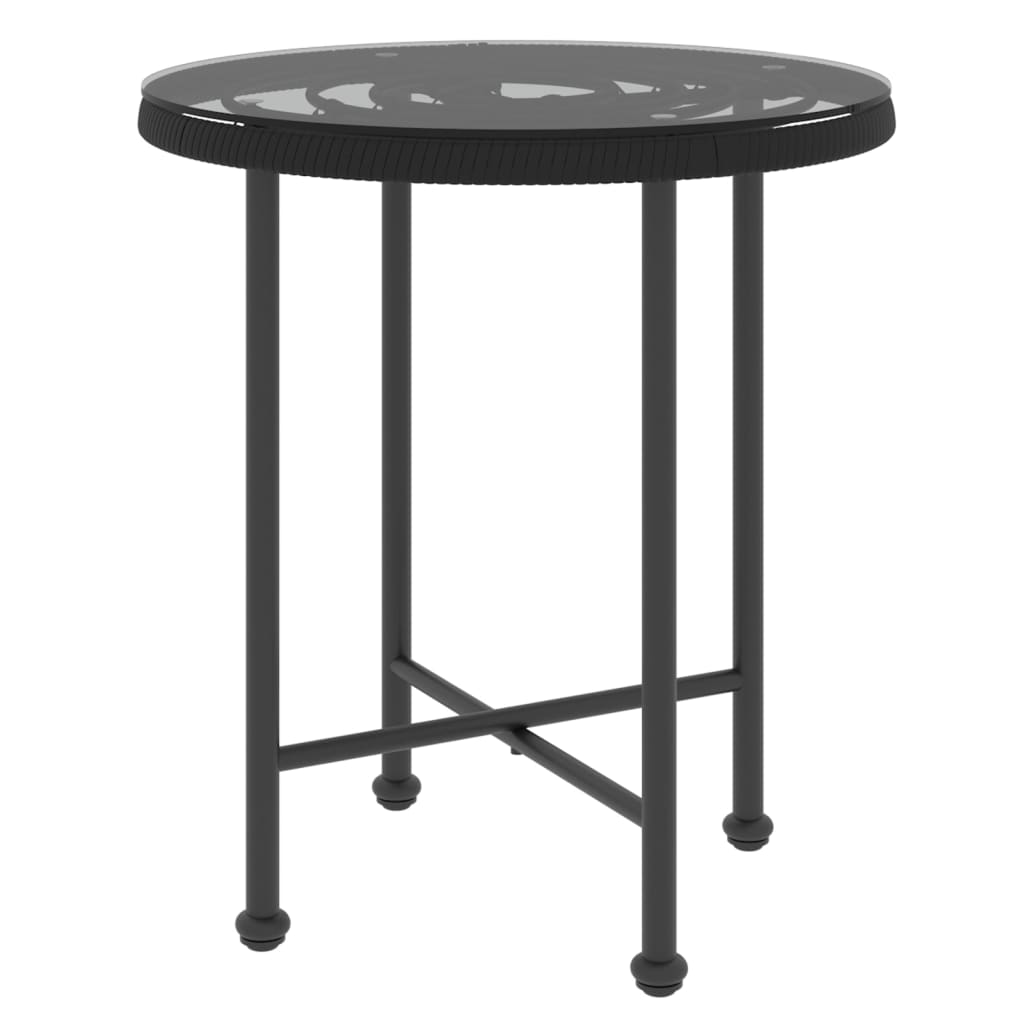 vidaXL fekete edzett üveg és acél étkezőasztal Ø50 cm