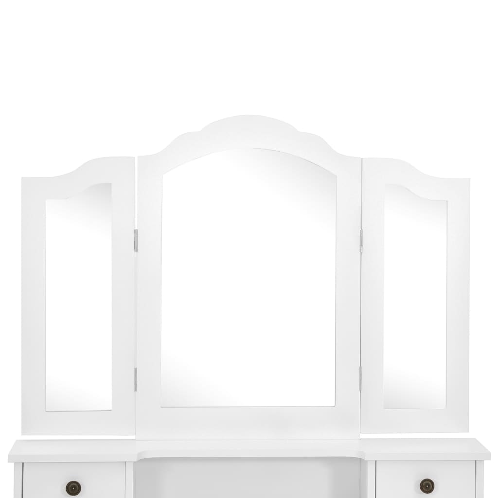 vidaXL fehér császárfa fésülködőasztal-szett ülőkével 80 x 69 x 141 cm