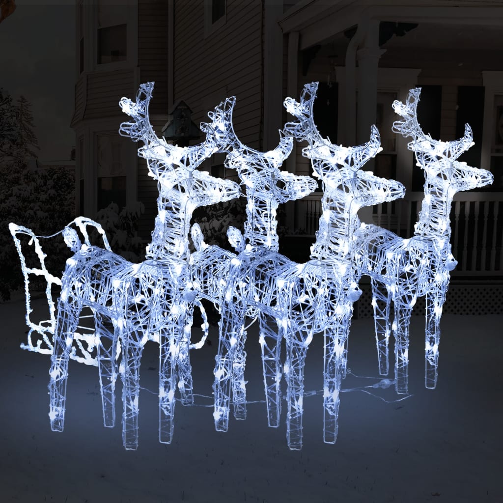 vidaXL akril rénszarvasos-szános karácsonyi dekoráció 240 LED-del