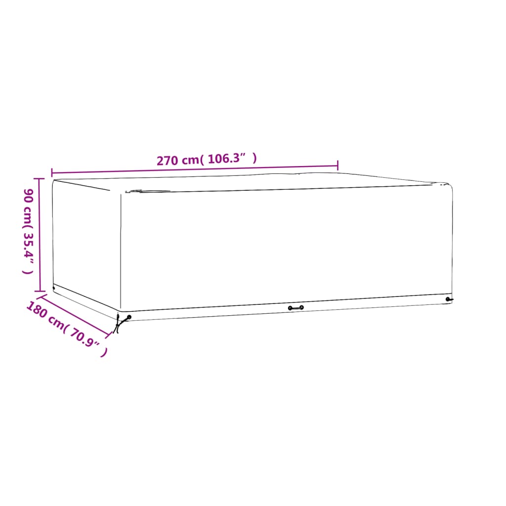 vidaXL téglalap alakú kerti bútorhuzat 12 fűzőlyukkal 270x180x90 cm
