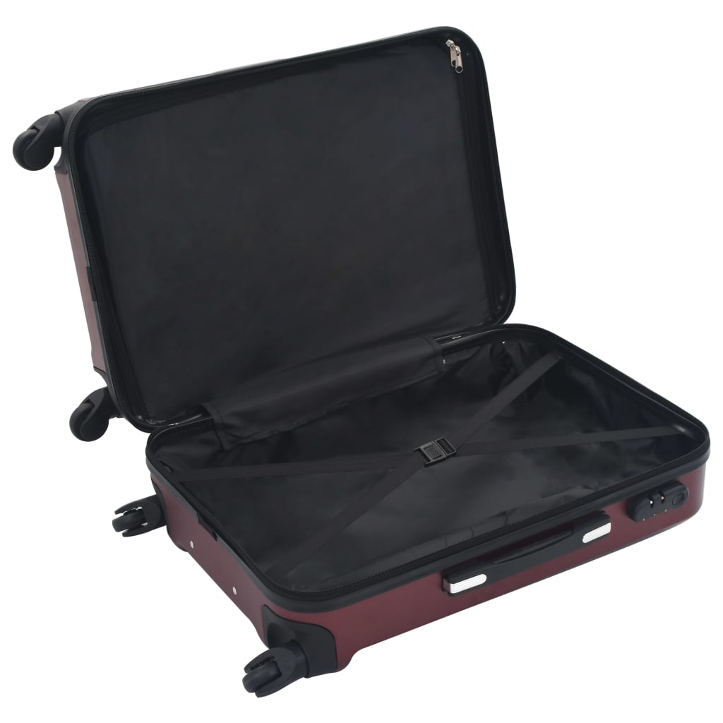 vidaXL 3 db bordó keményfalú ABS gurulós bőrönd