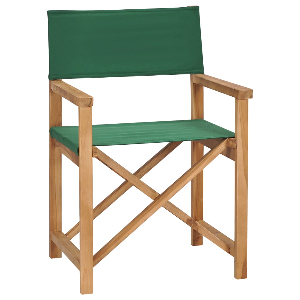 vidaXL zöld összecsukható tömör tíkfa rendezői szék