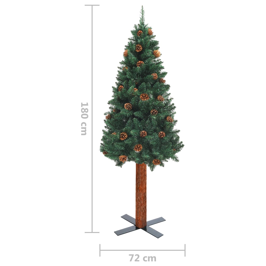vidaXL zöld PVC megvilágított vékony műkarácsonyfa gömb szettel 180 cm
