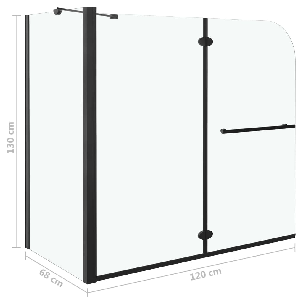 vidaXL fekete ESG zuhanykabin összecsukható ajtóval 120 x 68 x 130 cm