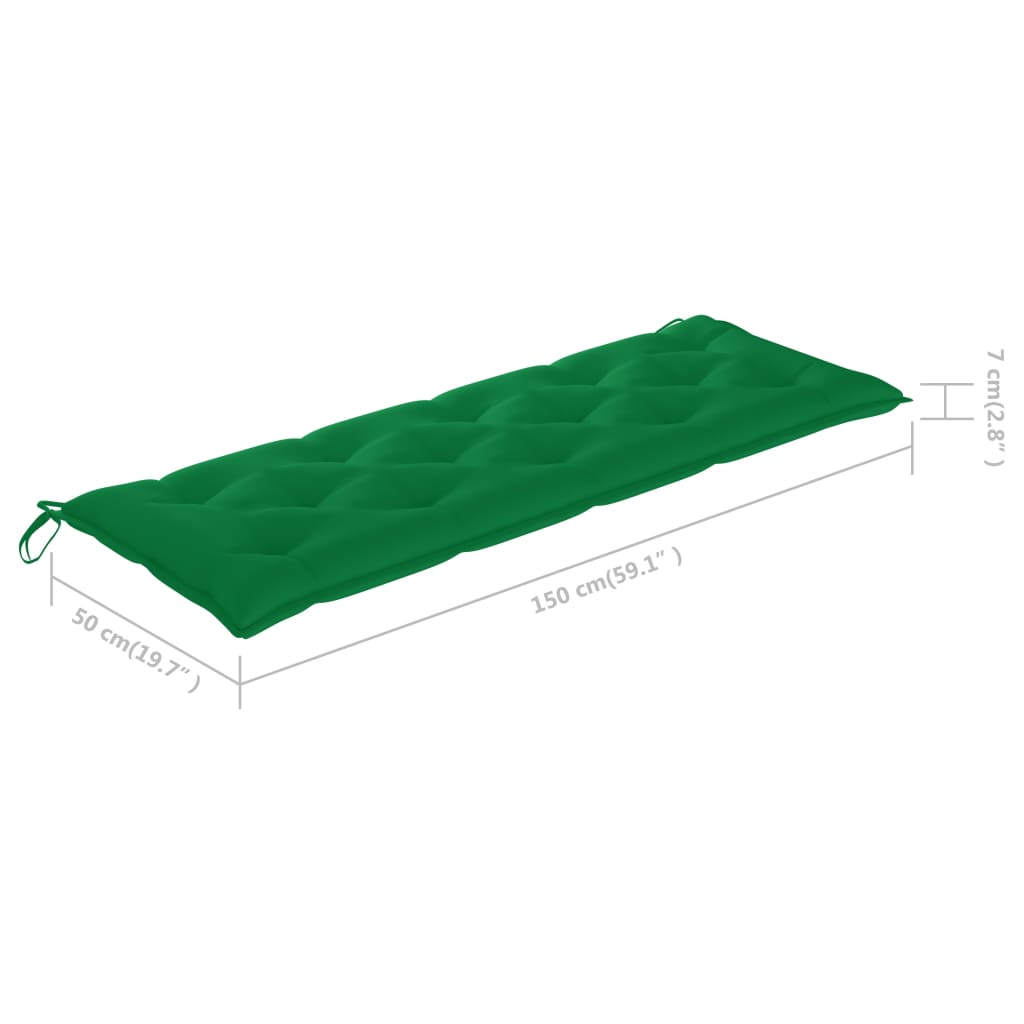 vidaXL tömör tíkfa Batavia pad zöld párnával 150 cm