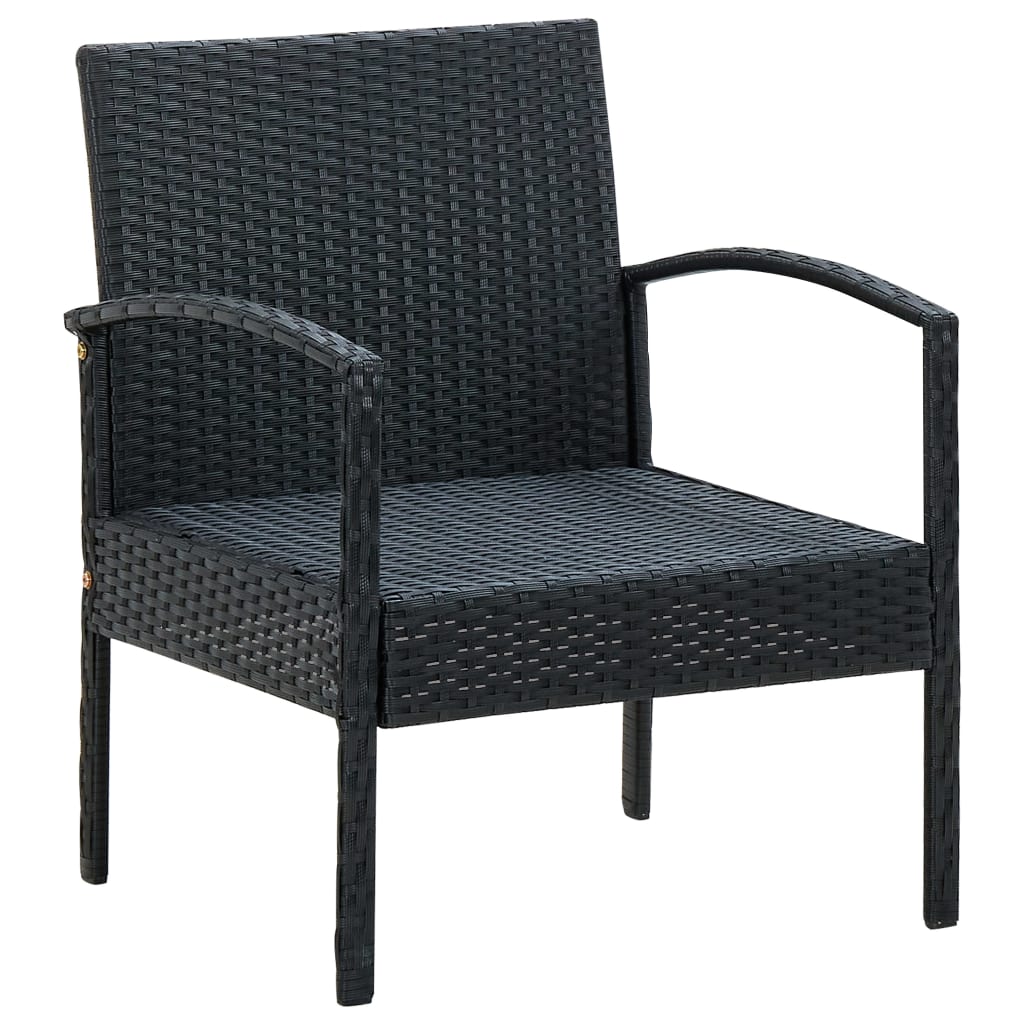 vidaXL fekete polyrattan kerti szék párnával