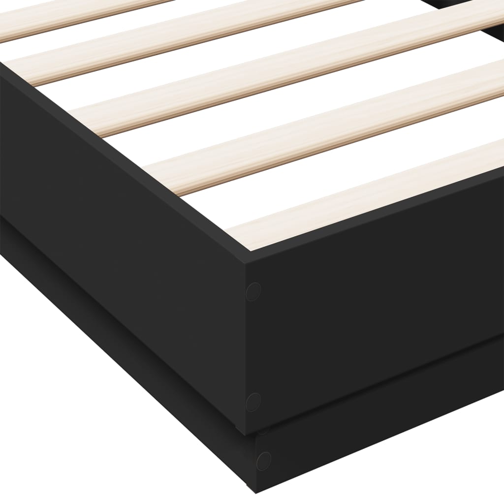 vidaXL fekete szerelt fa ágykeret 90 x 190 cm