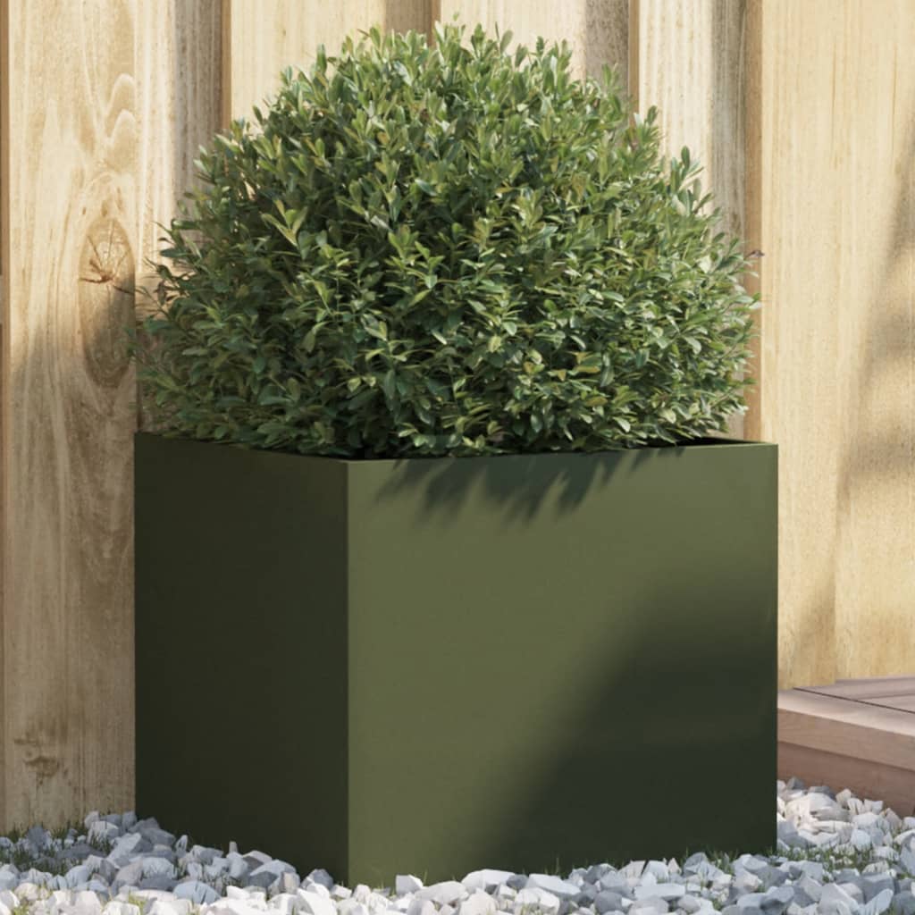 vidaXL olívazöld hidegen hengerelt acél növénytartó 42 x 40 x 39 cm