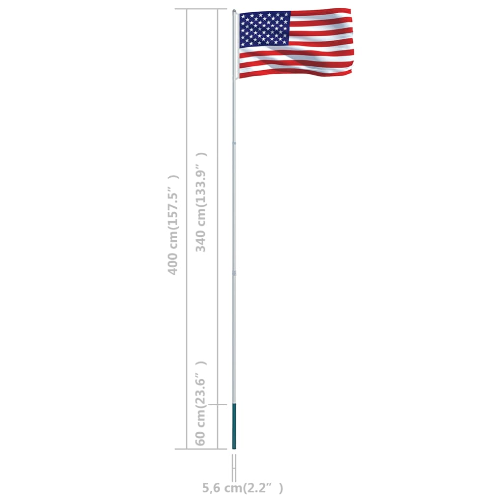 vidaXL amerikai zászló alumíniumrúddal 4 m
