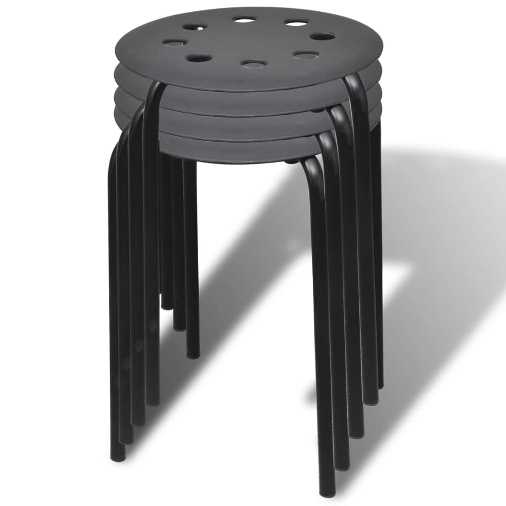 vidaXL 4 db fekete rakásolható műanyag szék