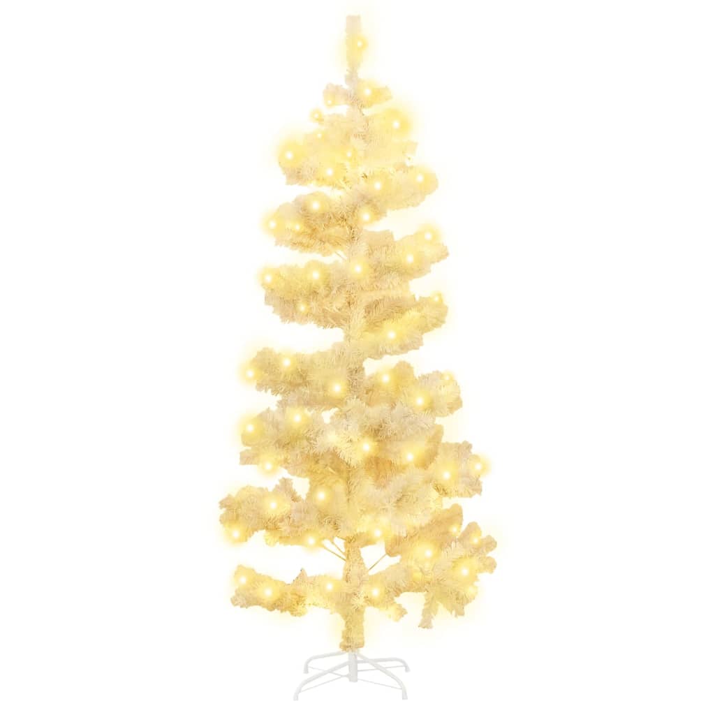 vidaXL fehér PVC kivilágított állványos kacskaringós karácsonyfa 180cm