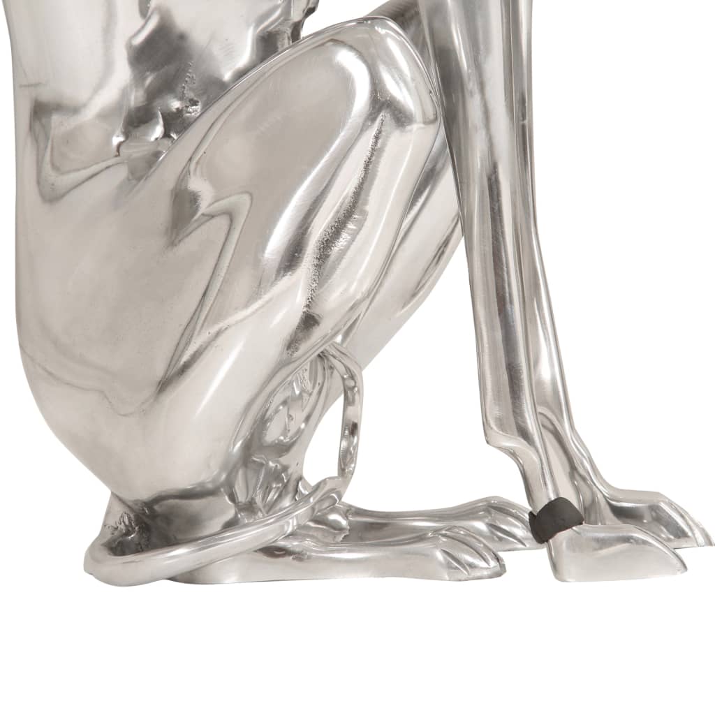 vidaXL ezüstszínű tömör alumínium vadászkutya szobor 25 x 17 x 67 cm