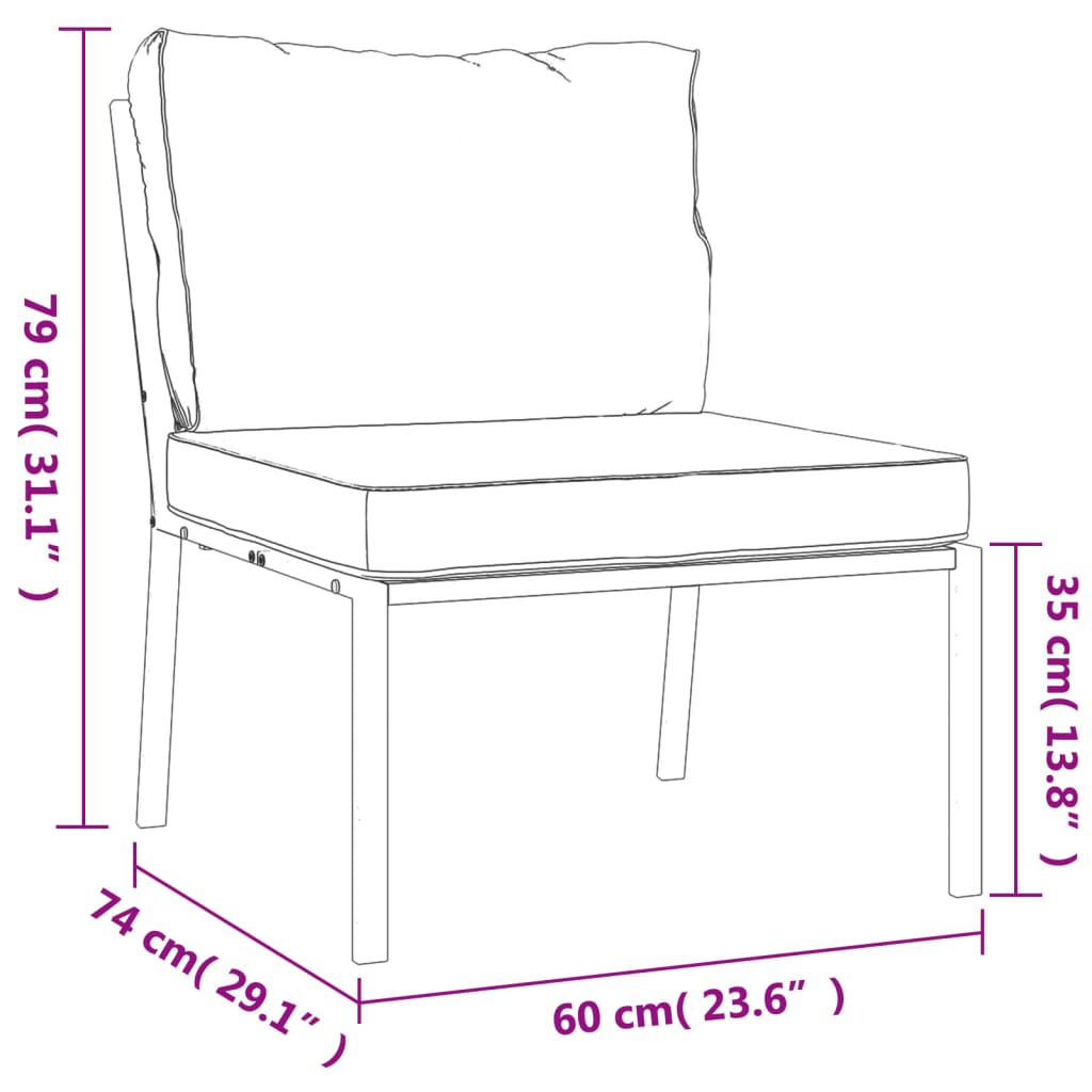 vidaXL 2 db acél kerti szék szürke párnákkal 60 x 74 x 79 cm