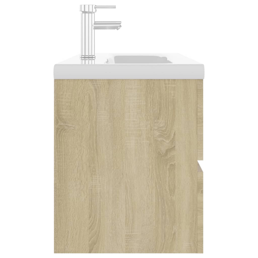 vidaXL tölgyszínű szerelt fa mosdószekrény beépített mosdókagylóval